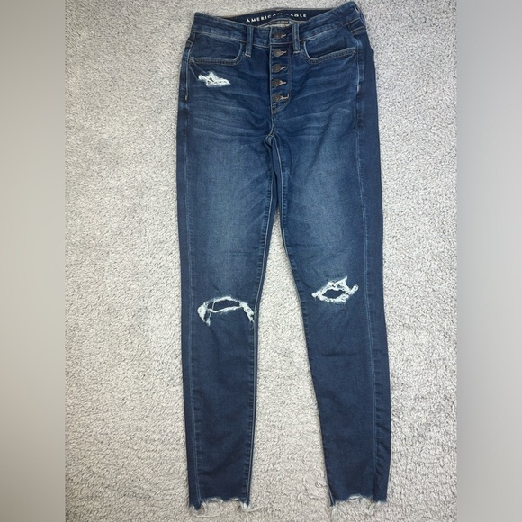 American Eagle Jeans Womens 2 Long Super Hi Rise Jegging Next Level Stretch - Picture 1 of 6